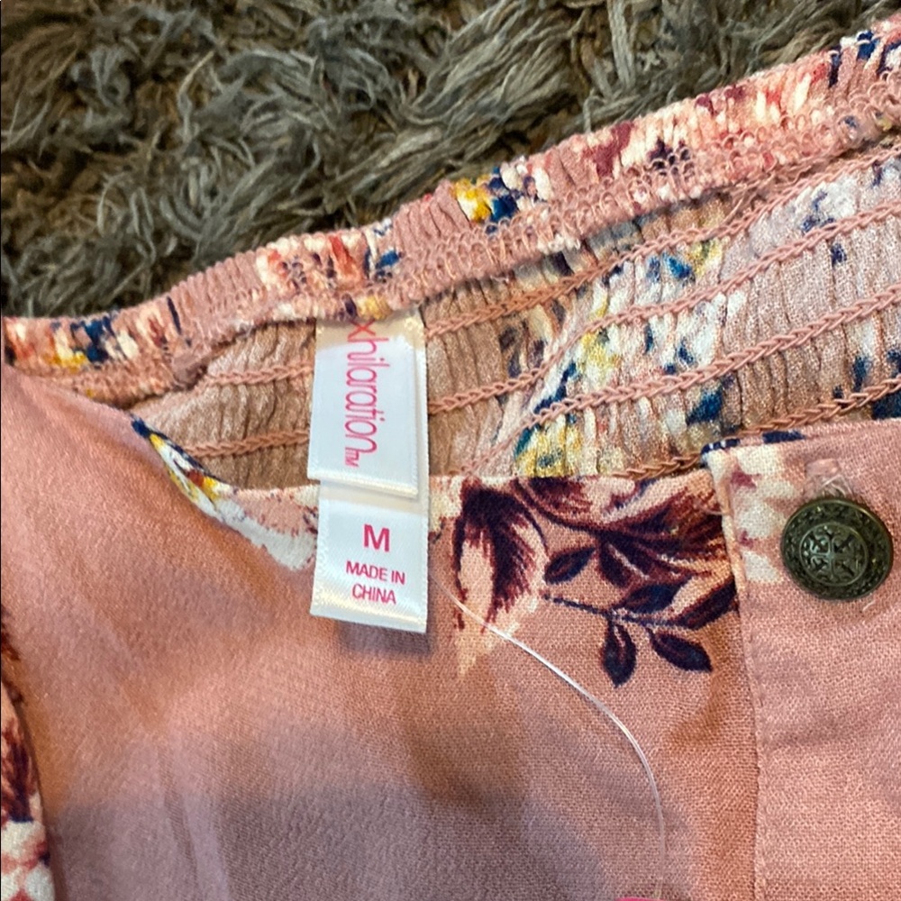 Xhilaration Pink and Blue button down Midi Dress with pockets and cutout on side - Picture 2 of 8